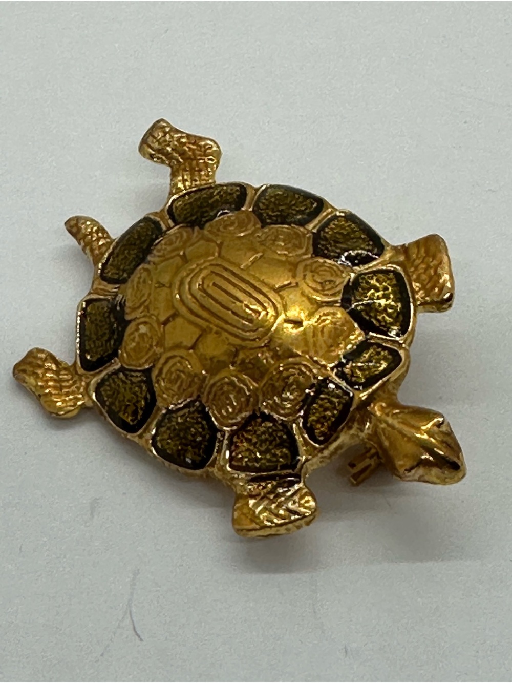 Vintage Gold and Black Turtle Brooch-Vintage